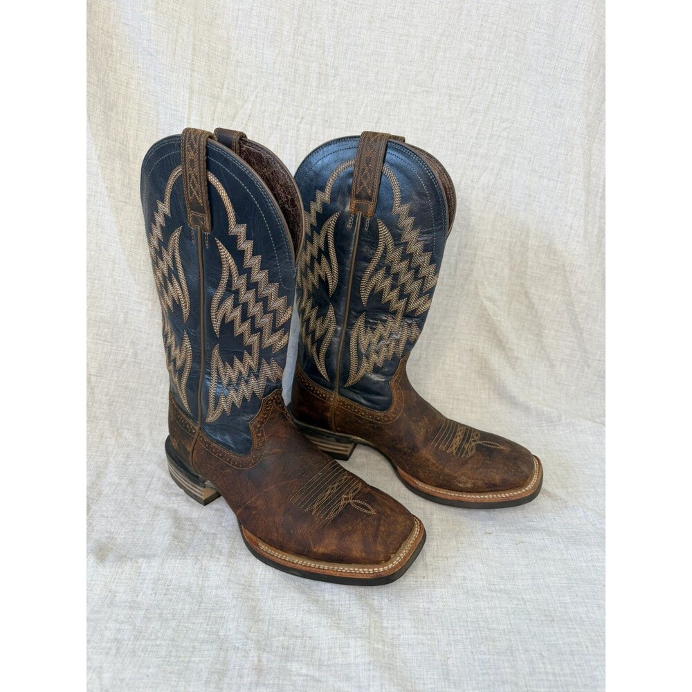 Ariat Men's Tycoon Western Boots style 10014053 brown blue navy square toe 7.5D